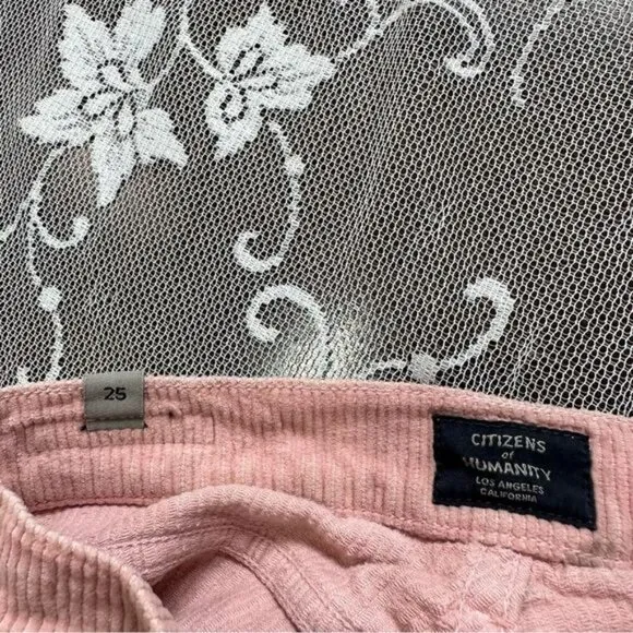 Citizens Of Humanity High Rise Corduroy Slim Ankle Jeans in Pink Mist Sz 25