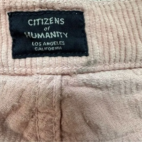 Citizens Of Humanity High Rise Corduroy Slim Ankle Jeans in Pink Mist Sz 25
