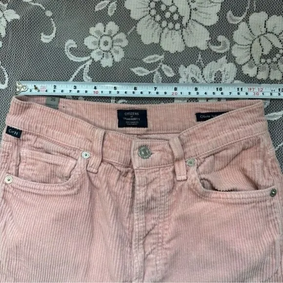 Citizens Of Humanity High Rise Corduroy Slim Ankle Jeans in Pink Mist Sz 25