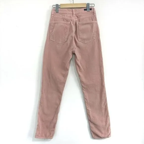 Citizens Of Humanity High Rise Corduroy Slim Ankle Jeans in Pink Mist Sz 25