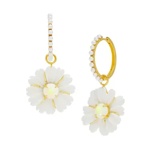 Claire Dangling Daisy Hoop Earrings
