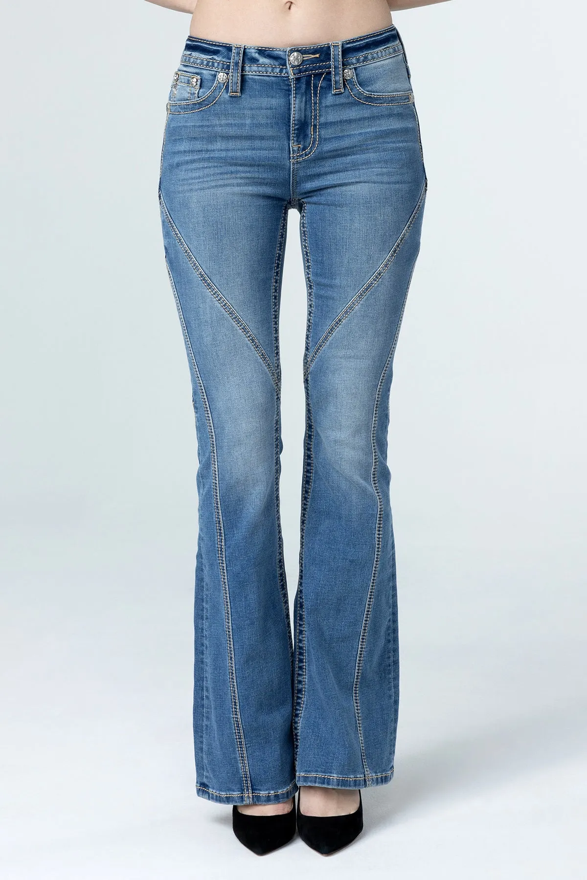 Contour Stitch Slim Flare Jeans