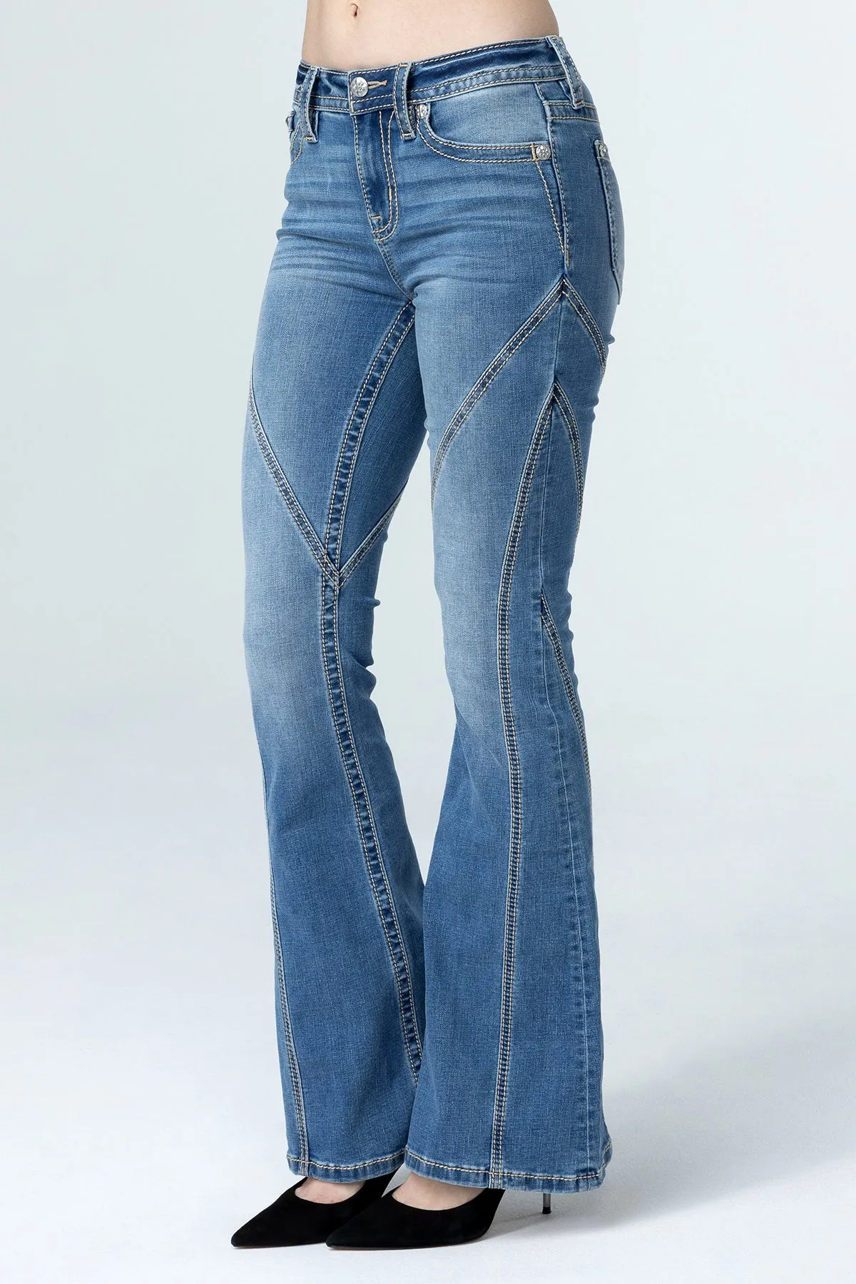 Contour Stitch Slim Flare Jeans