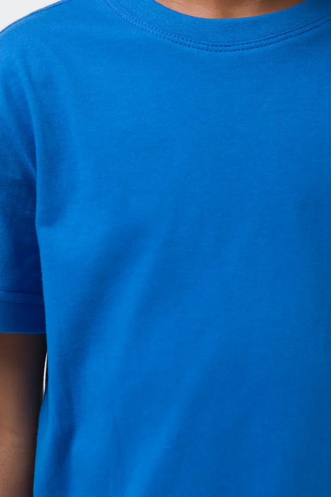 Crew Neck Short Sleeve T-Shirt Blue