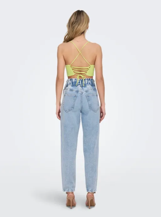 Cropped Top With Adjustable Straps In Celery Green