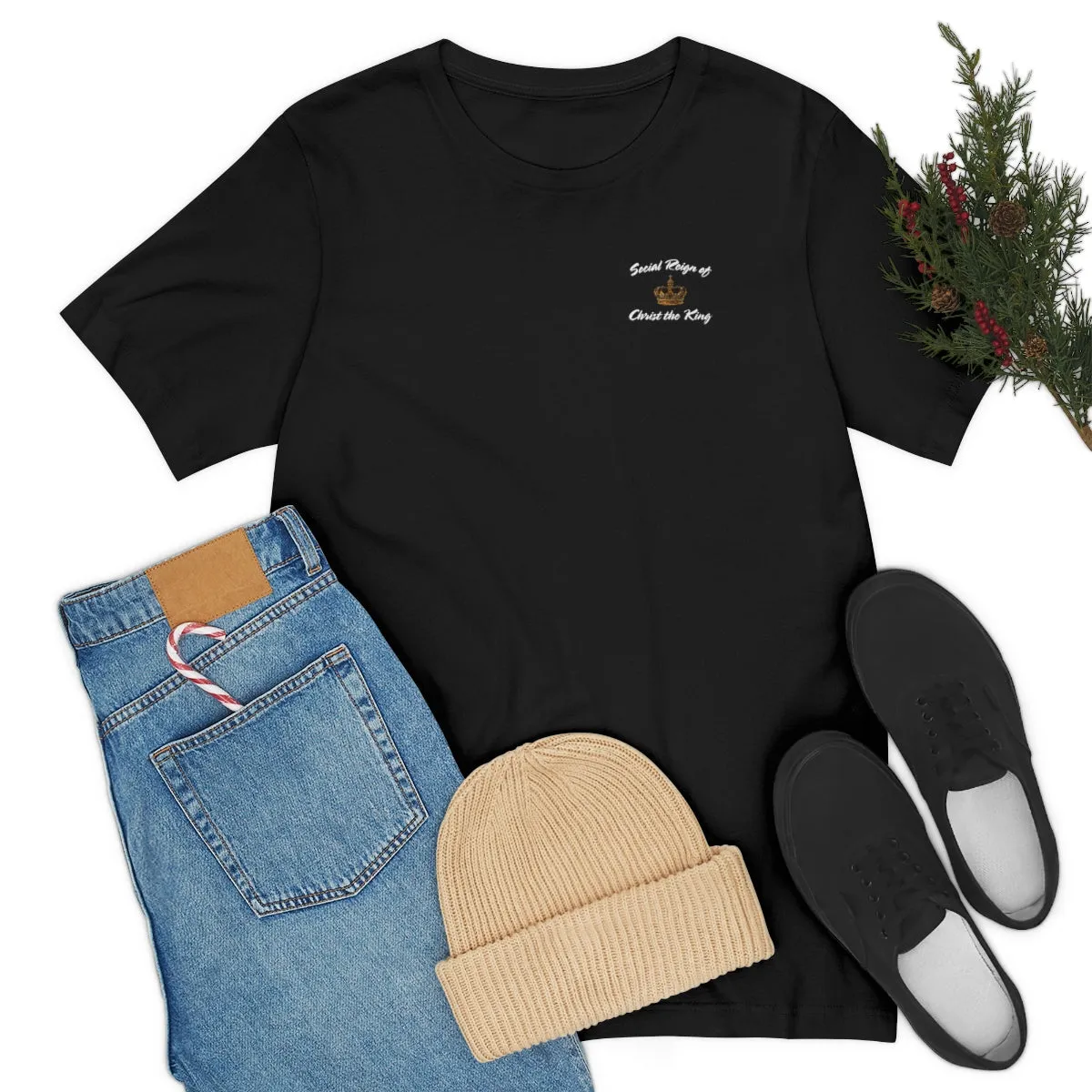 Crown of Christ the King Religious Christian Catholic black short sleeve tee shirt