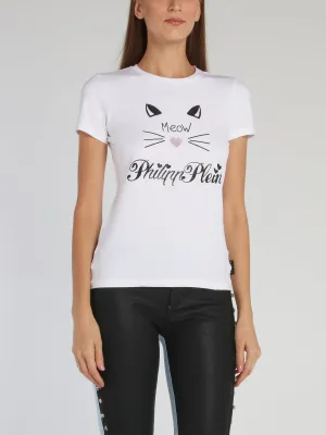 Crystal Plein White Studded T-Shirt