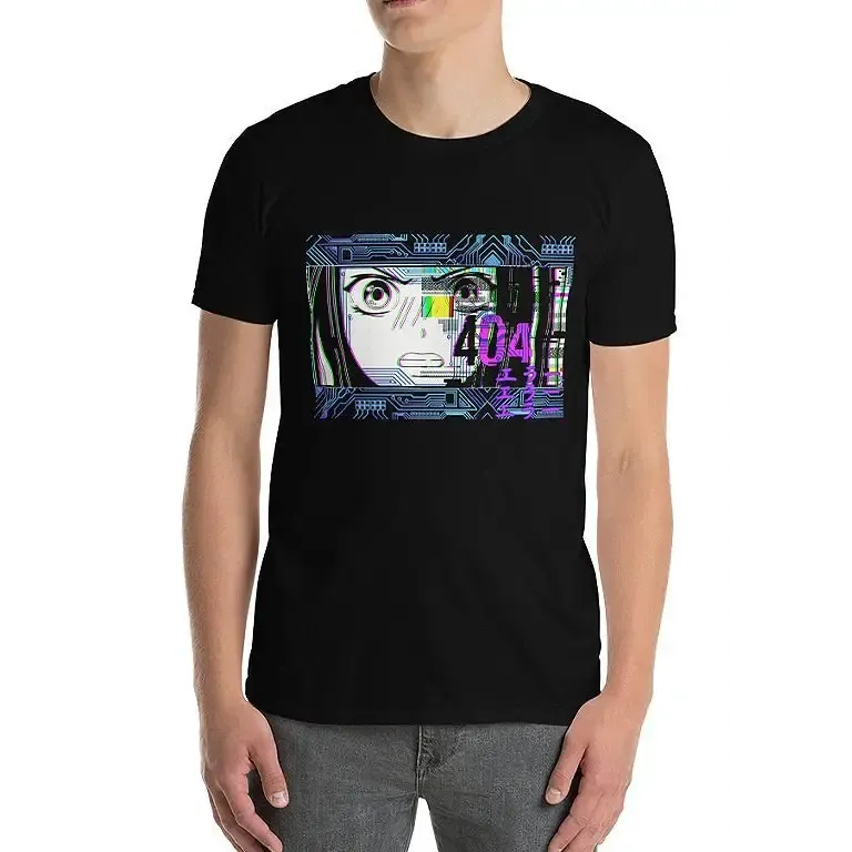 Cyberpunk Anime Glitch Unisex T-Shirt in Soft Durable Cotton