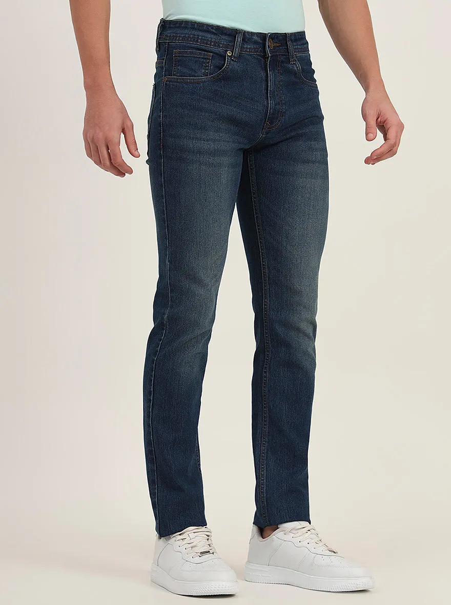 Dark Blue Washed Narrow Fit Jeans | Greenfibre