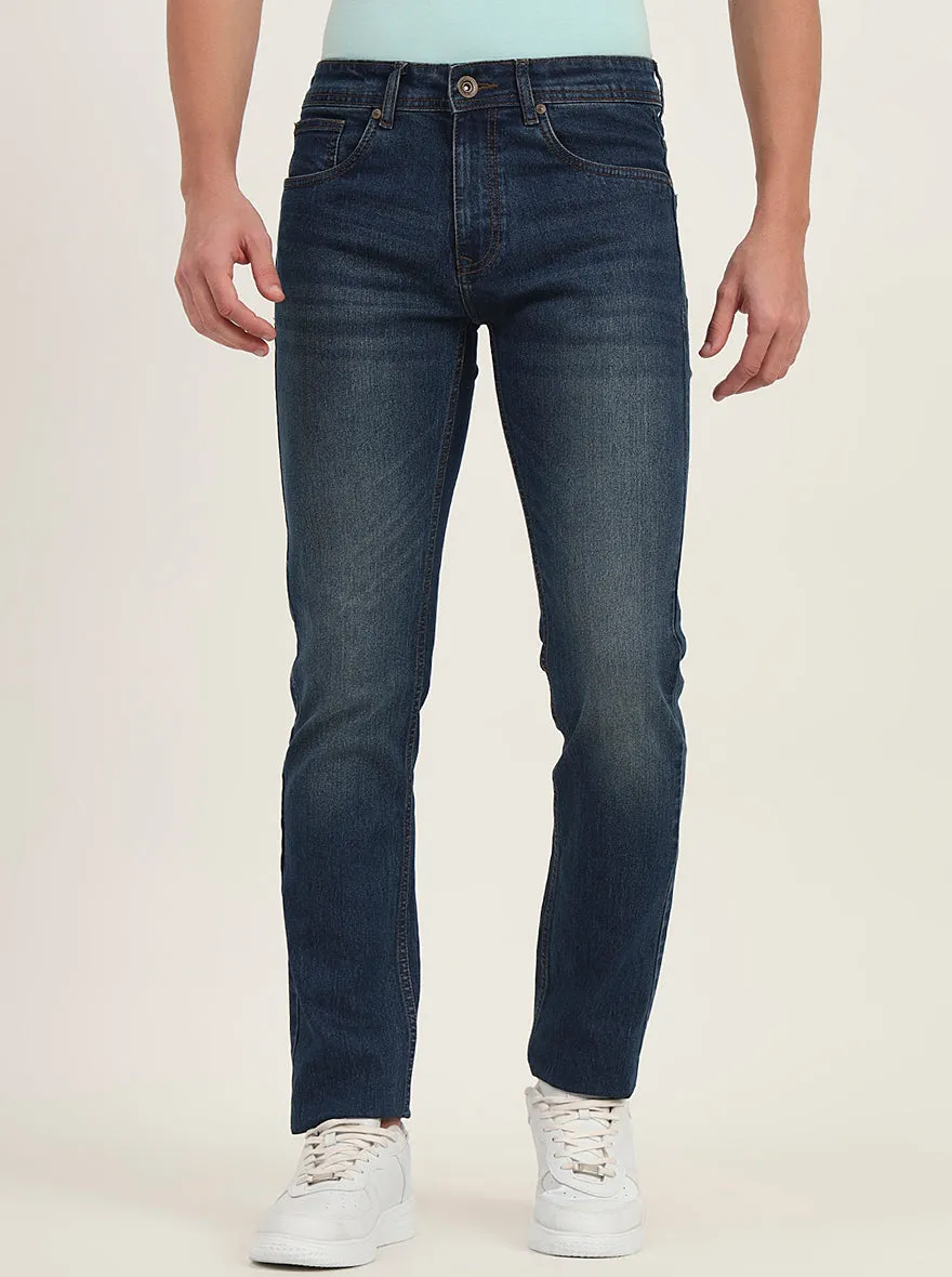 Dark Blue Washed Narrow Fit Jeans | Greenfibre