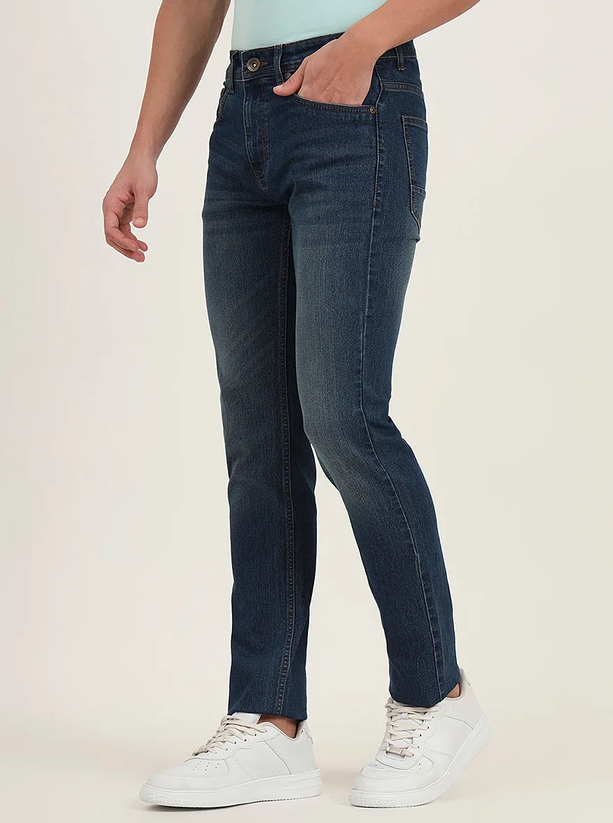 Dark Blue Washed Narrow Fit Jeans | Greenfibre