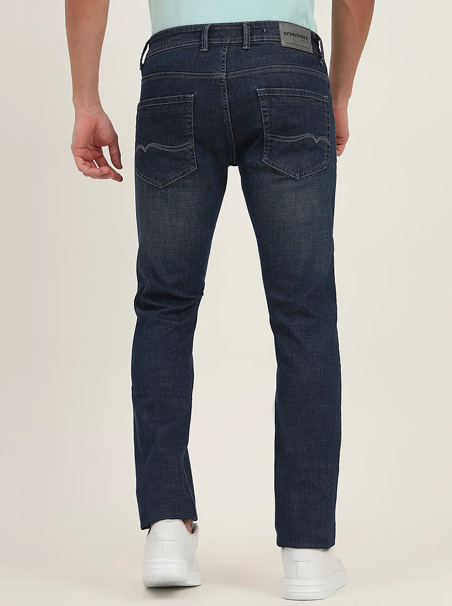 Dark Blue Washed Slim Fit Jeans | Greenfibre