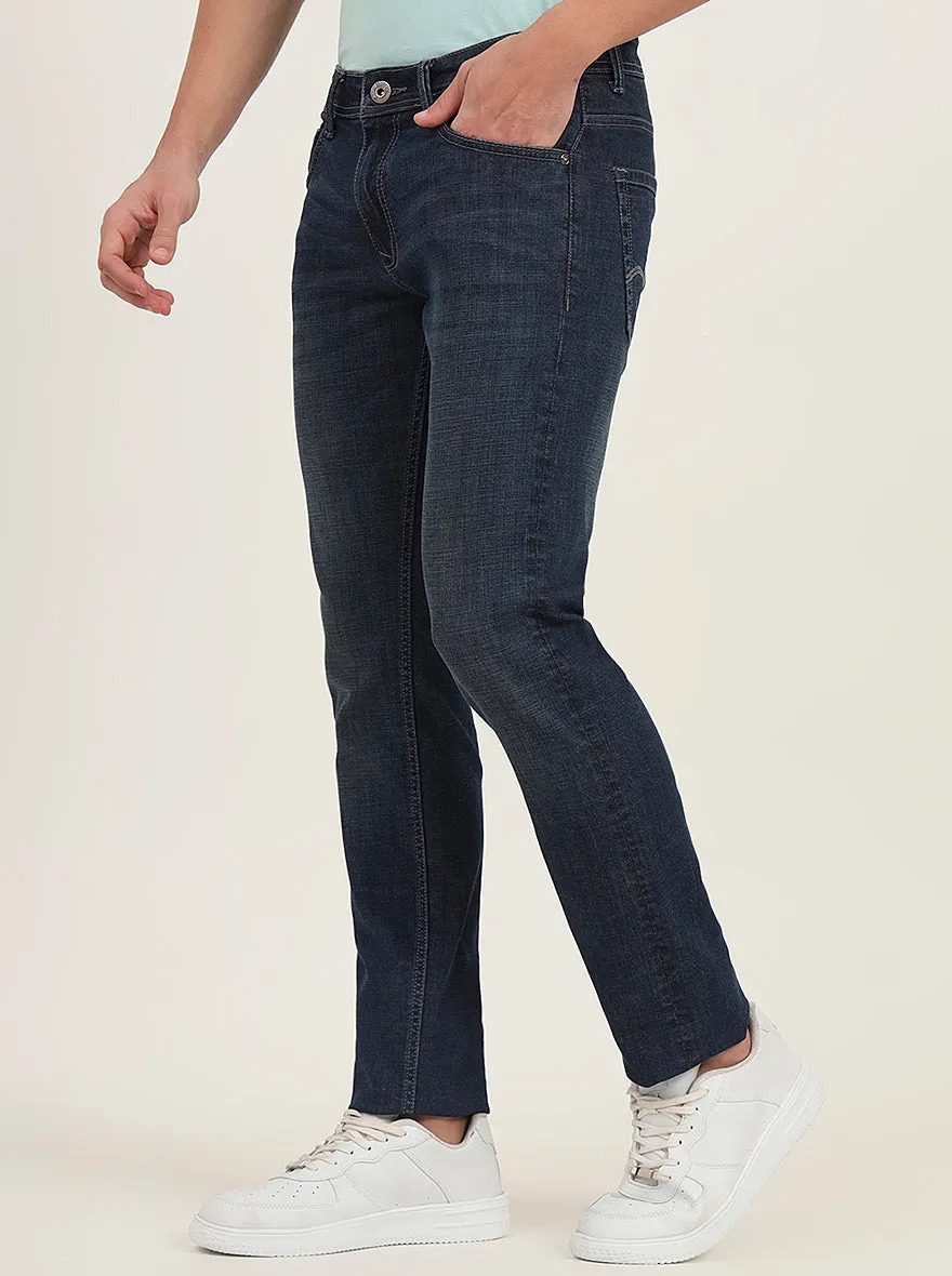 Dark Blue Washed Slim Fit Jeans | Greenfibre