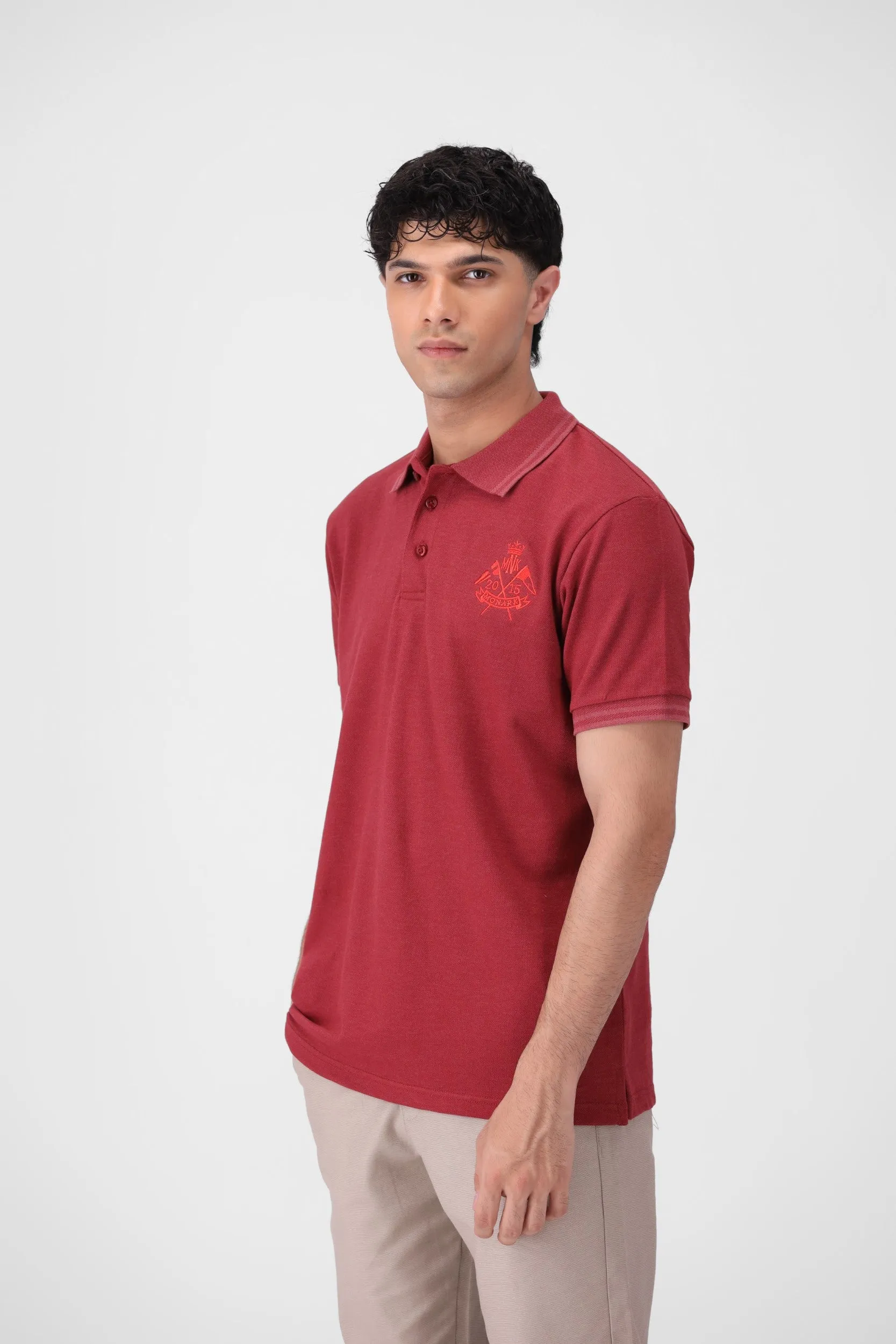 Deep Carmine Color Polo Shirt