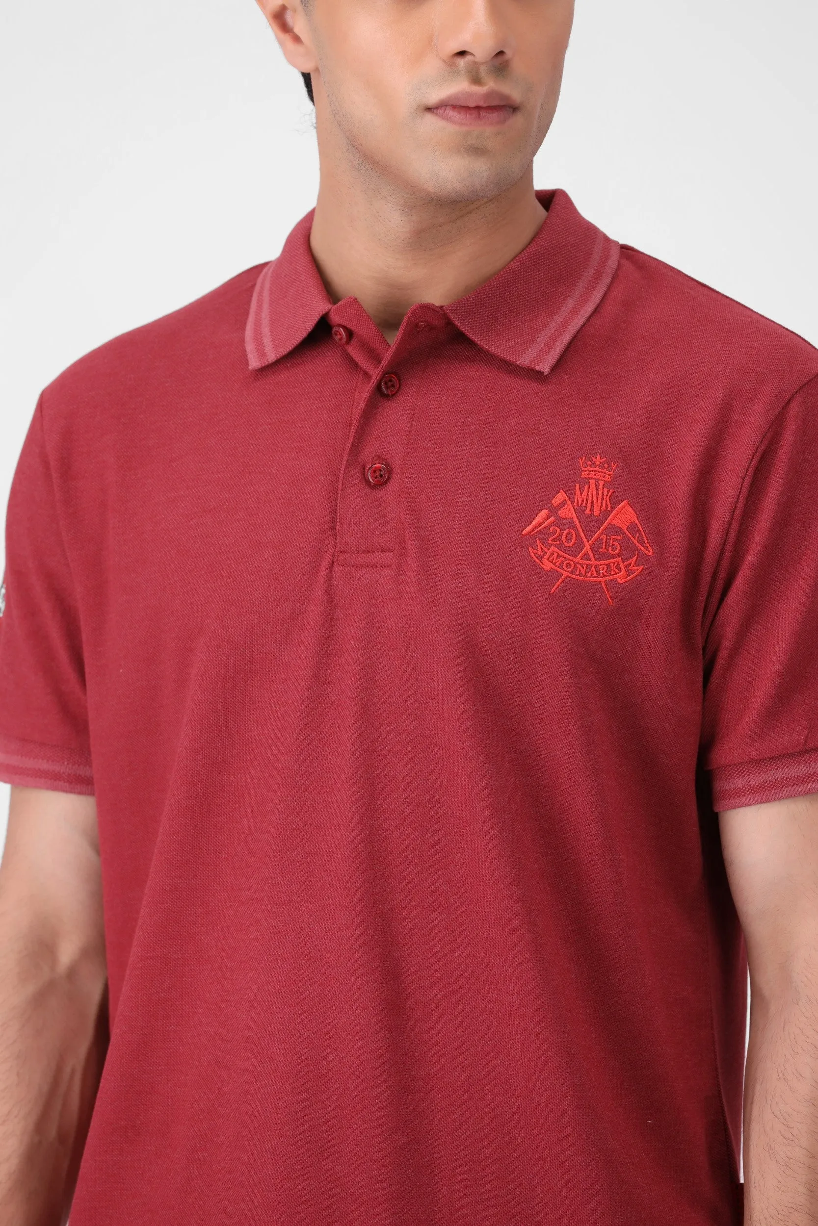 Deep Carmine Color Polo Shirt