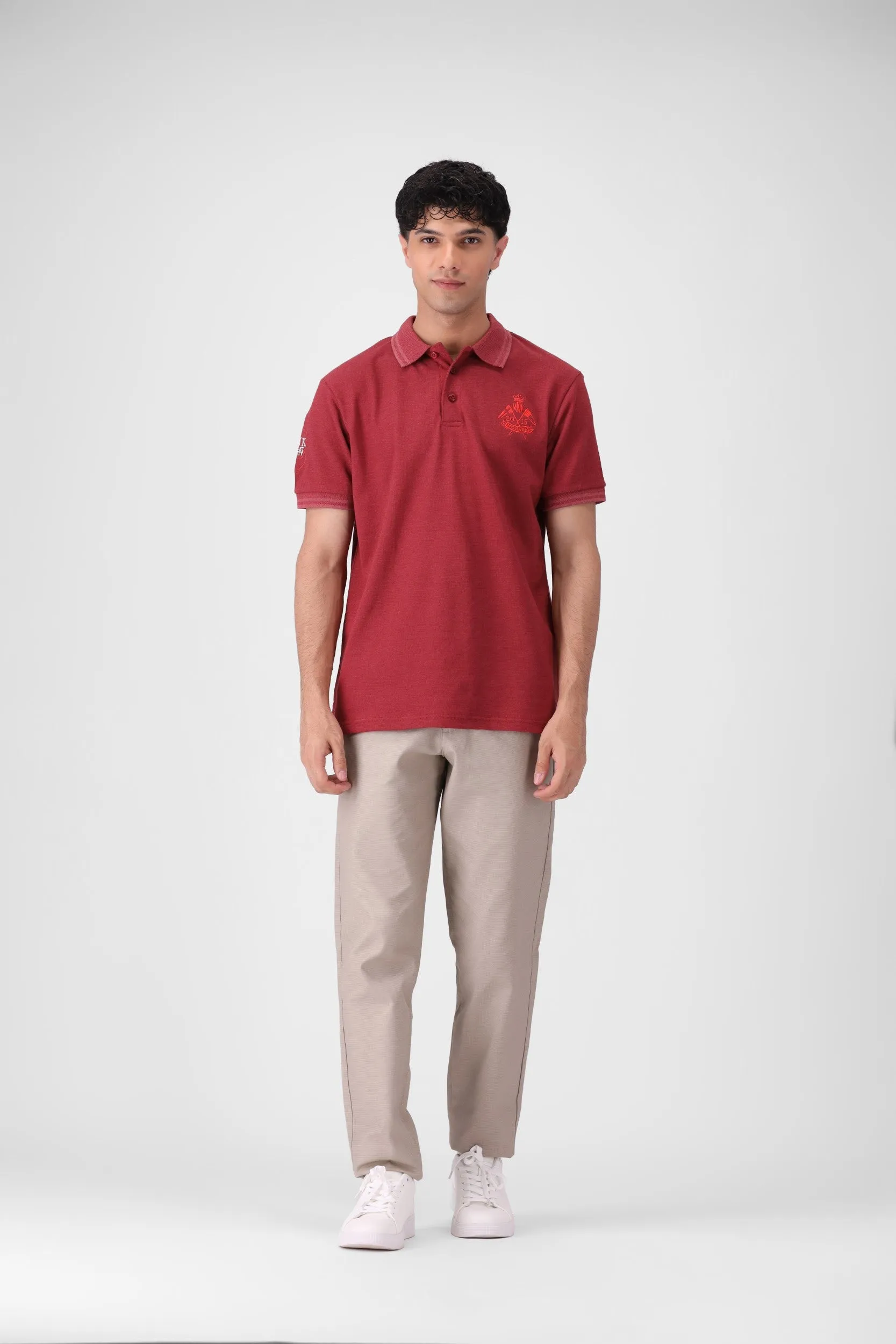 Deep Carmine Color Polo Shirt