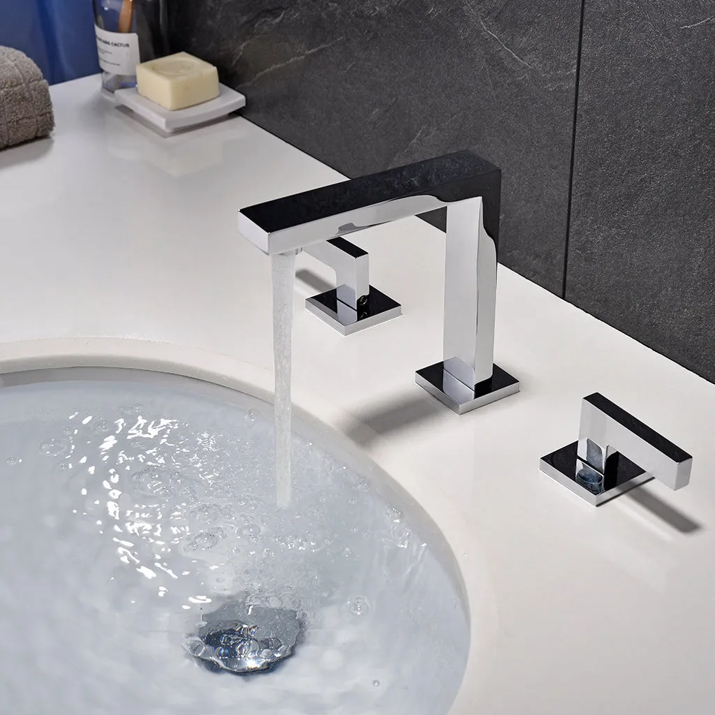 Devon Line Bathroom Faucet - Widespread - 8" Brass/Polished Chrome