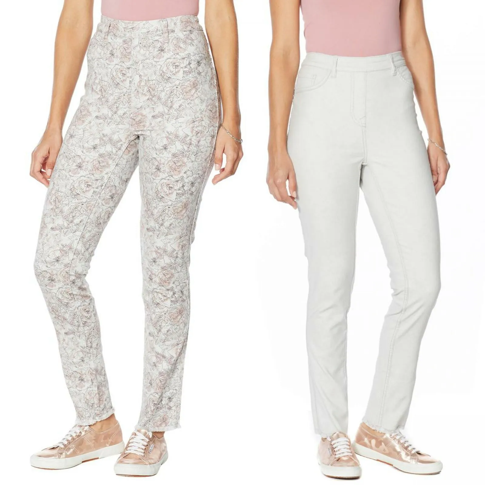 DG2 by Diane Gilman Women's Petite Reversible Twill Pull On Skinny Jeans