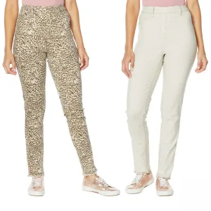 DG2 by Diane Gilman Women's Petite Reversible Twill Pull On Skinny Jeans