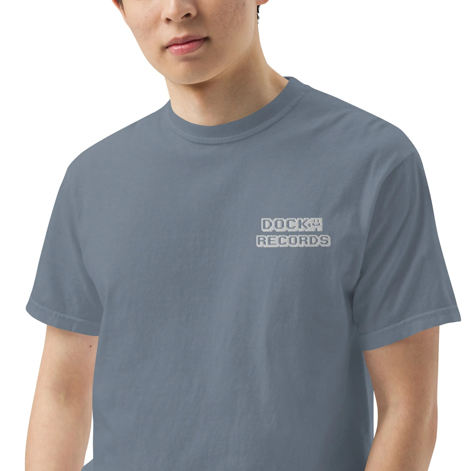 Docka Records Unisex Garment-dyed Heavyweight Embroidered T-shirt