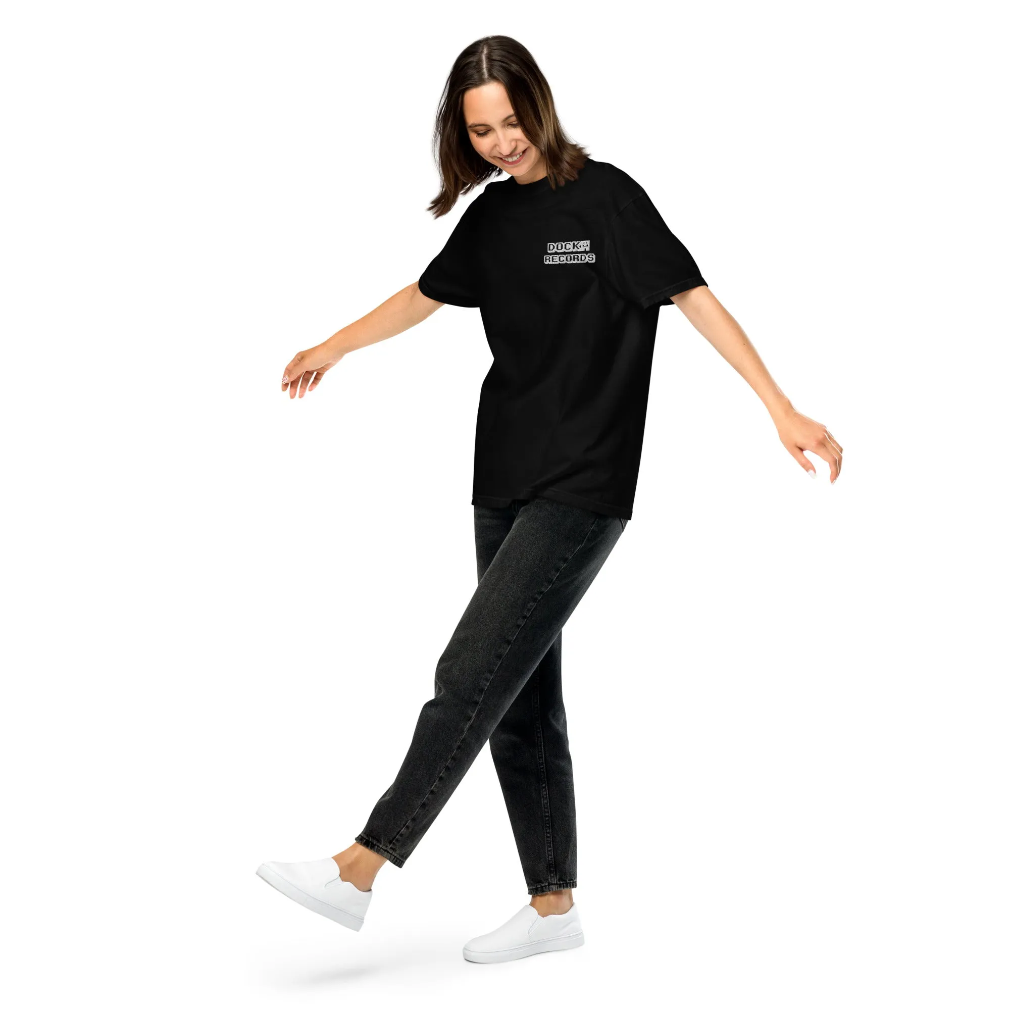 Docka Records Unisex Garment-dyed Heavyweight Embroidered T-shirt