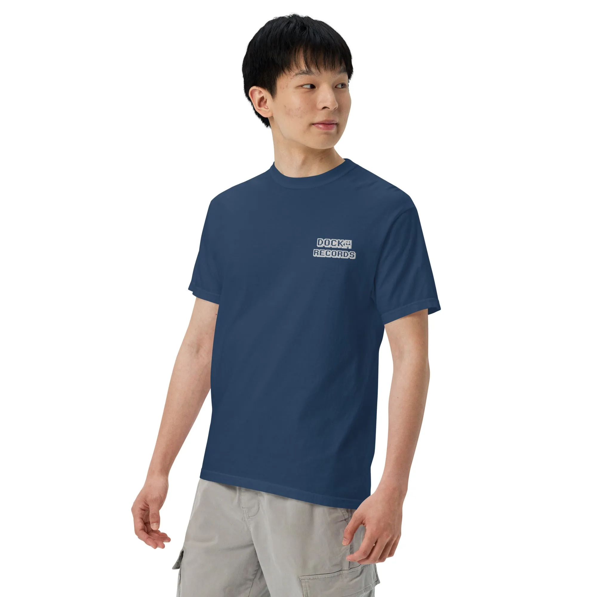 Docka Records Unisex Garment-dyed Heavyweight Embroidered T-shirt