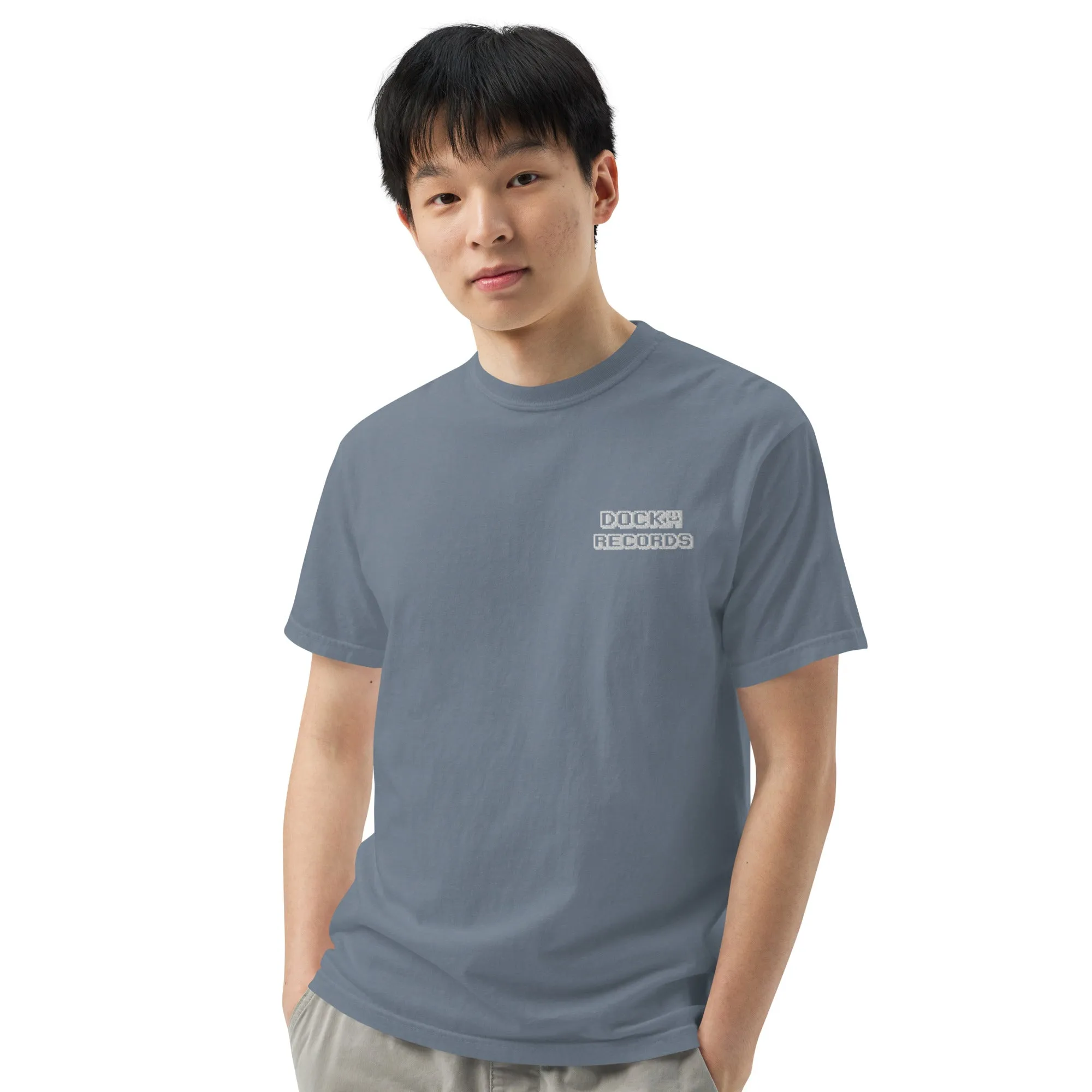 Docka Records Unisex Garment-dyed Heavyweight Embroidered T-shirt