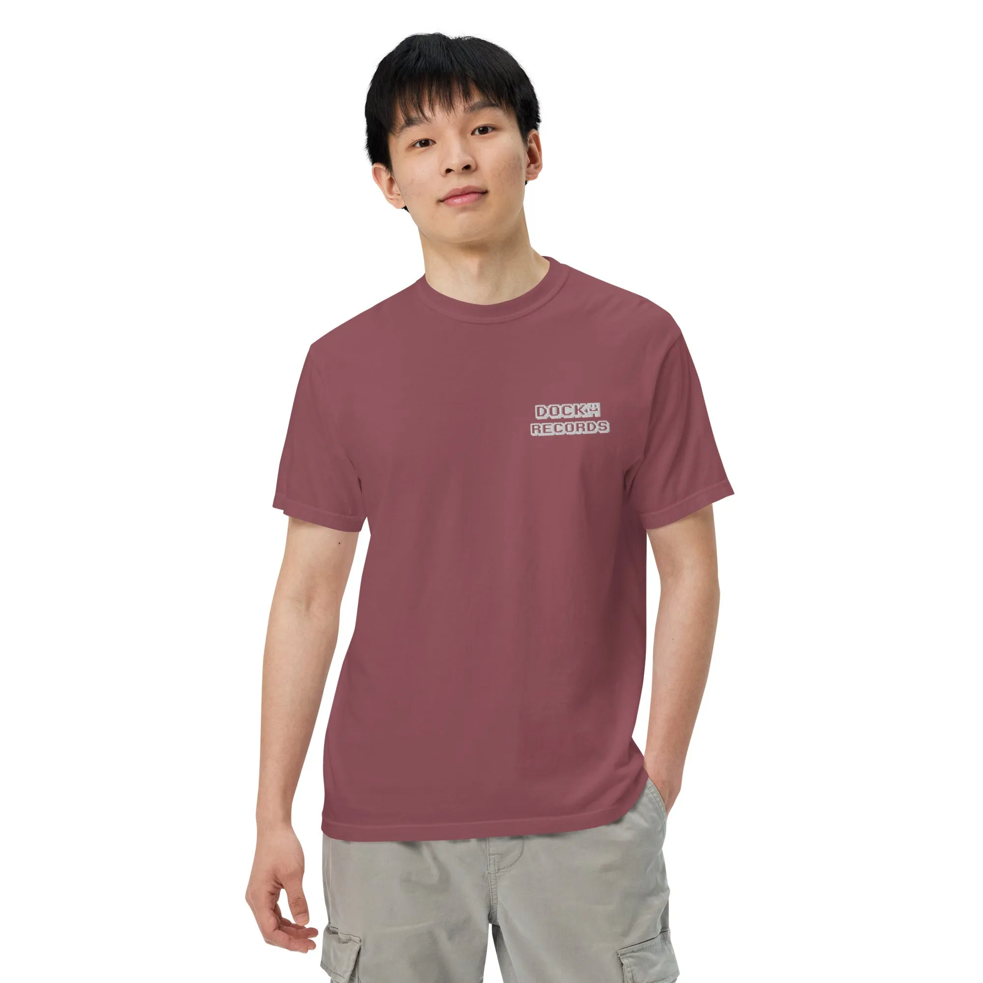Docka Records Unisex Garment-dyed Heavyweight Embroidered T-shirt