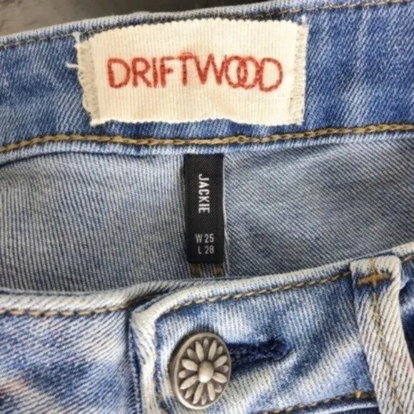 Driftwood Jackie Embroidered Southwestern Skinny Ankle Jeans Blue 25