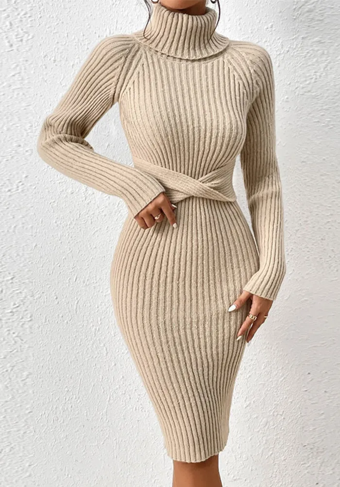 Elegant Turtleneck Slim Sweater Dress for Cozy Chic Style