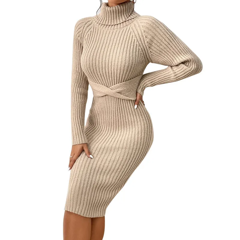 Elegant Turtleneck Slim Sweater Dress for Cozy Chic Style