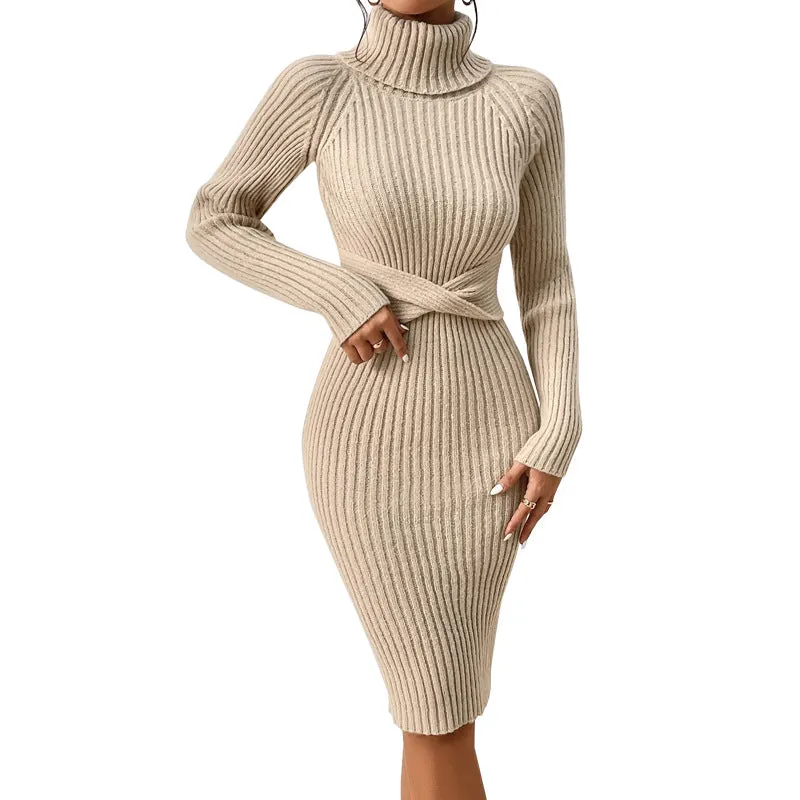 Elegant Turtleneck Slim Sweater Dress for Cozy Chic Style