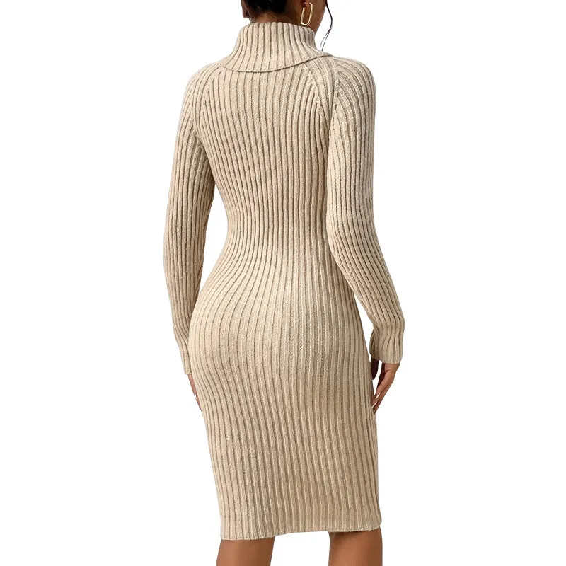 Elegant Turtleneck Slim Sweater Dress for Cozy Chic Style