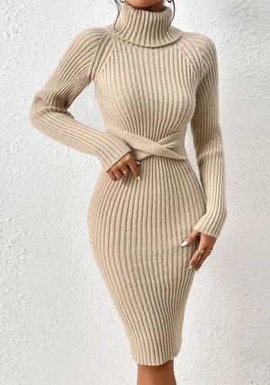 Elegant Turtleneck Slim Sweater Dress for Cozy Chic Style