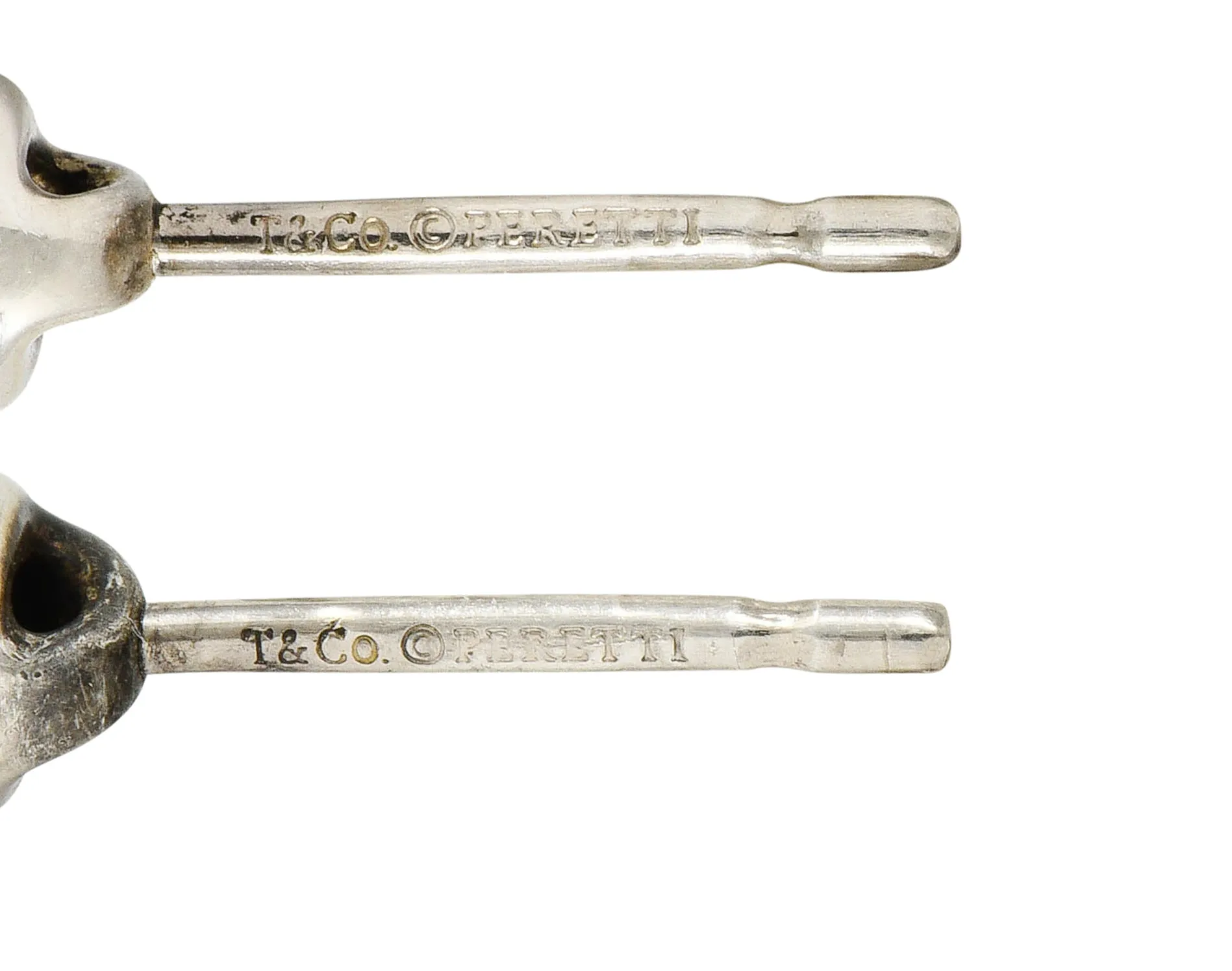 Elsa Peretti Tiffany & Co. Diamond Sterling Silver Bezel Stud Earrings