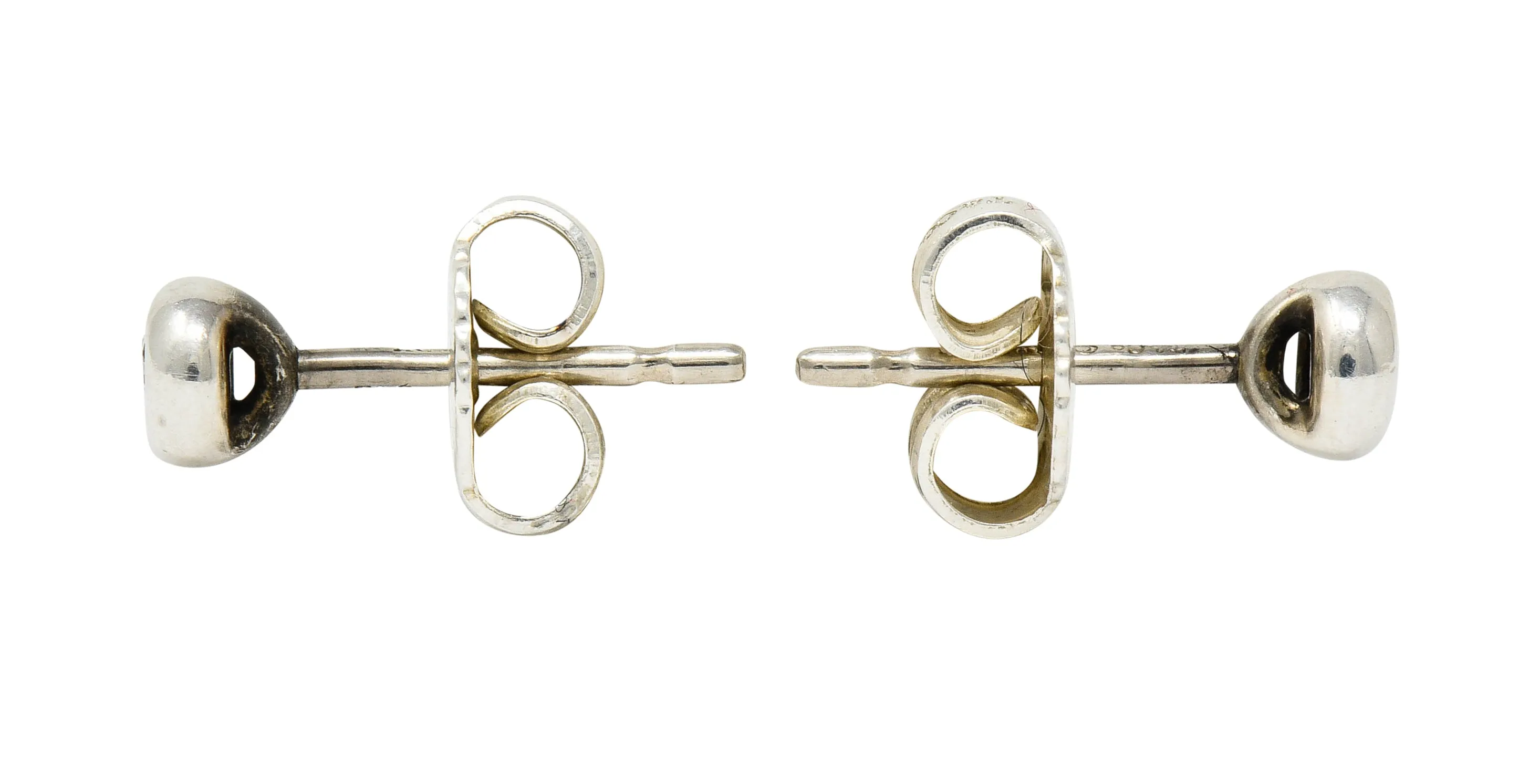 Elsa Peretti Tiffany & Co. Diamond Sterling Silver Bezel Stud Earrings