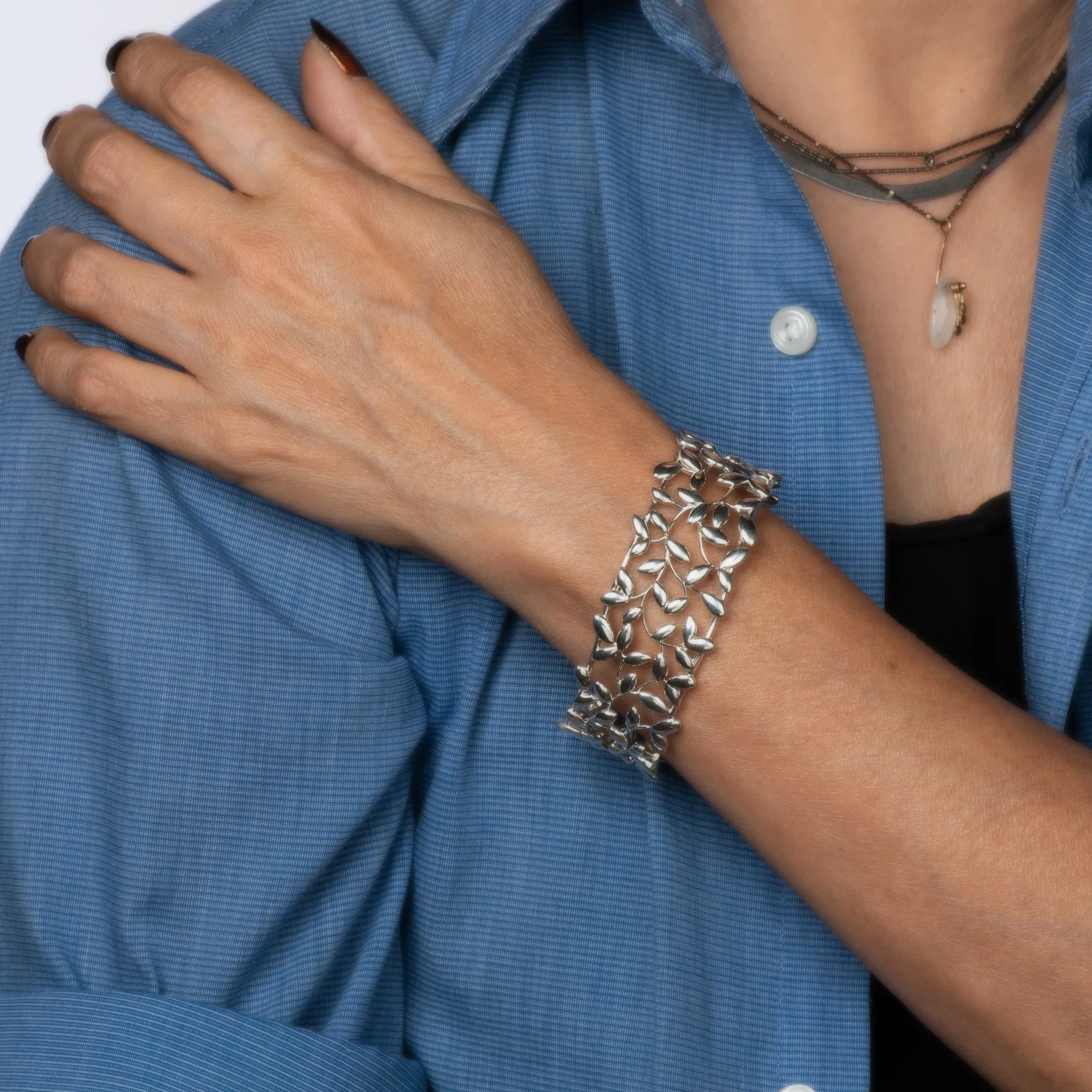 Estate Tiffany & Co Olive Leaf Cuff Paloma Picasso Sterling Silver XL Bracelet