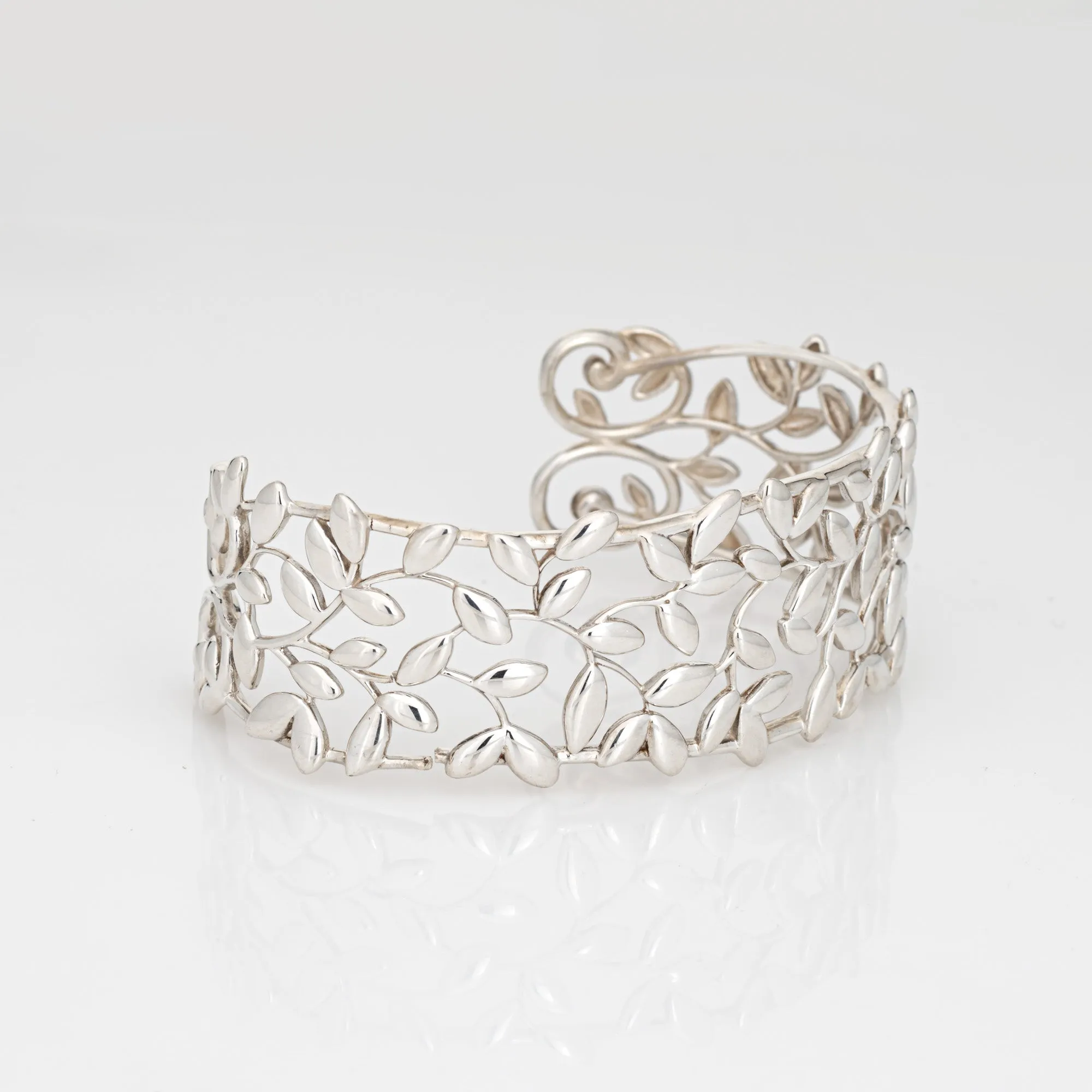 Estate Tiffany & Co Olive Leaf Cuff Paloma Picasso Sterling Silver XL Bracelet