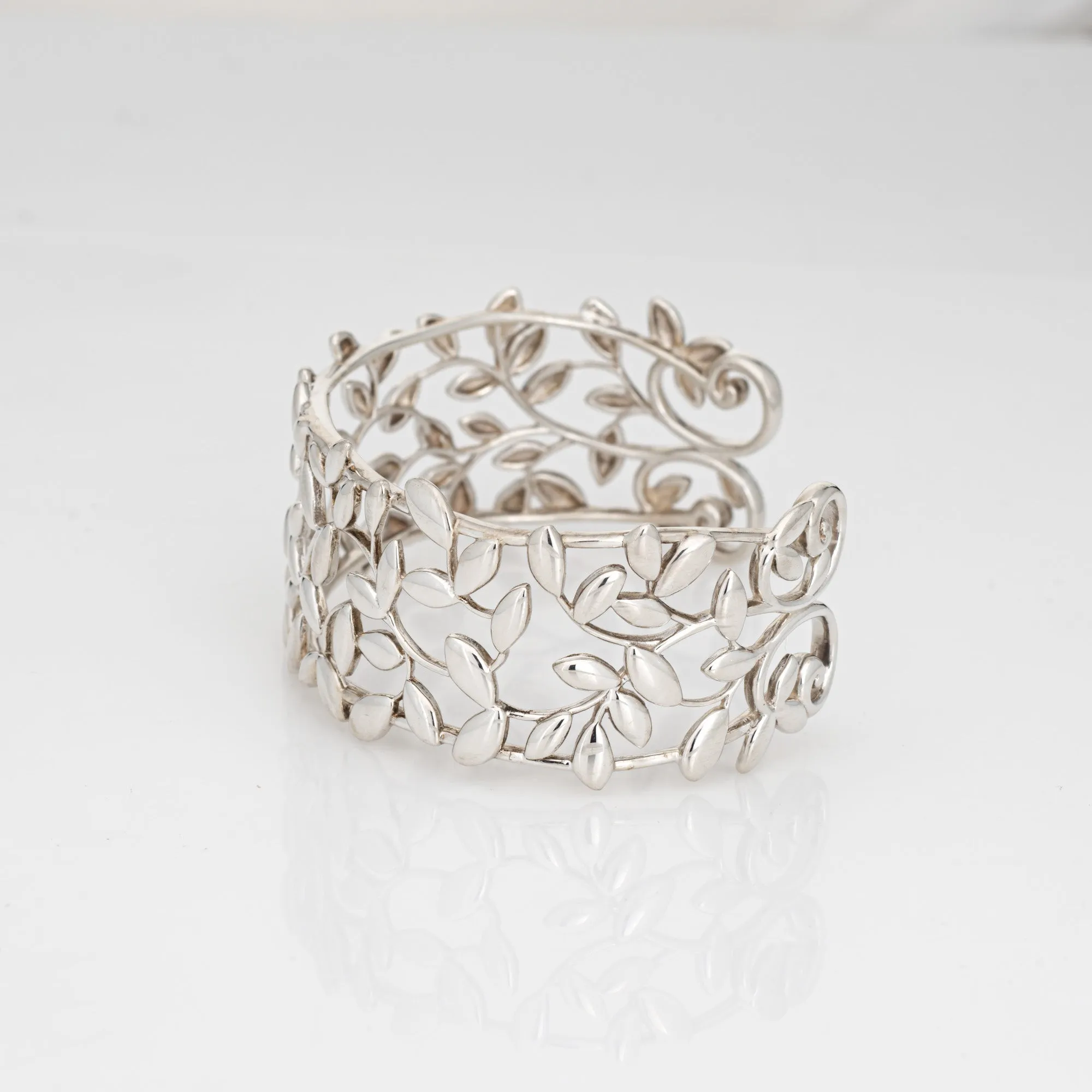 Estate Tiffany & Co Olive Leaf Cuff Paloma Picasso Sterling Silver XL Bracelet