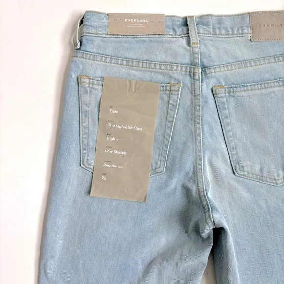 Everlane The High Rise Flare Regular Light Wash Denim Jeans in Fog Wash Size 25