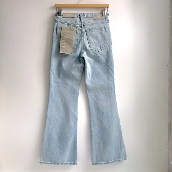 Everlane The High Rise Flare Regular Light Wash Denim Jeans in Fog Wash Size 25