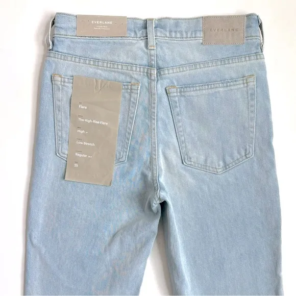 Everlane The High Rise Flare Regular Light Wash Denim Jeans in Fog Wash Size 25
