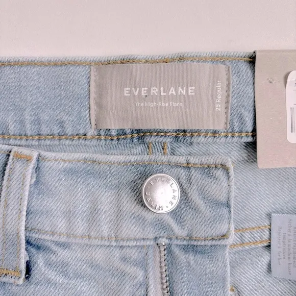 Everlane The High Rise Flare Regular Light Wash Denim Jeans in Fog Wash Size 25