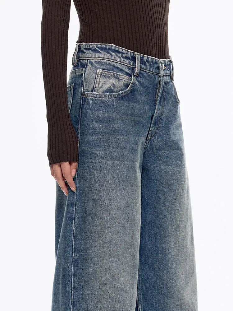 Faded Wide-Leg Jeans