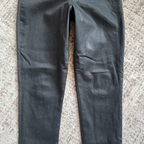 Frame Jet Set Skinny Crop Noir Coated Stretch High Rise Ankle Jeans 31