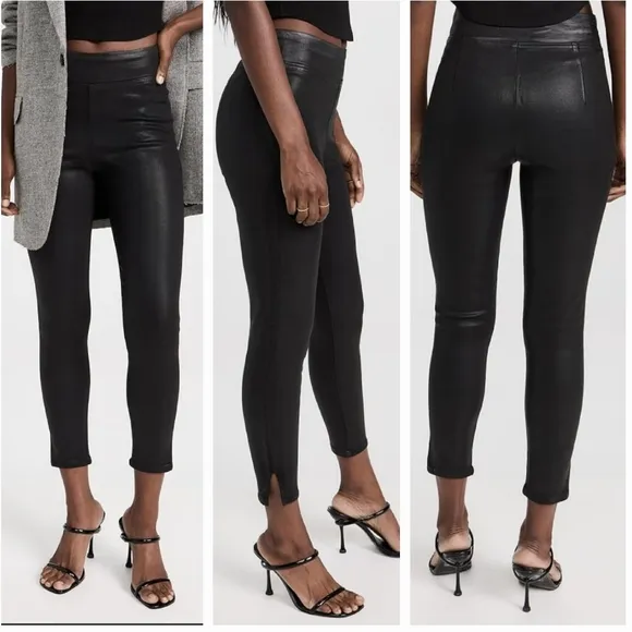Frame Jet Set Skinny Crop Noir Coated Stretch High Rise Ankle Jeans 31