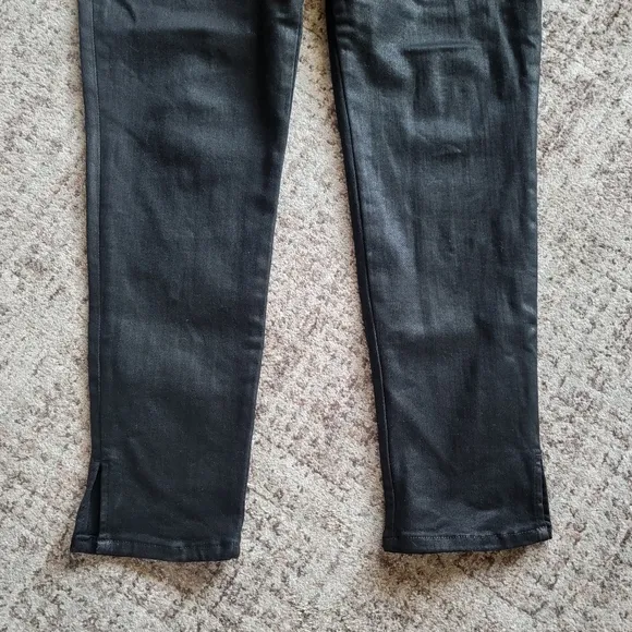 Frame Jet Set Skinny Crop Noir Coated Stretch High Rise Ankle Jeans 31
