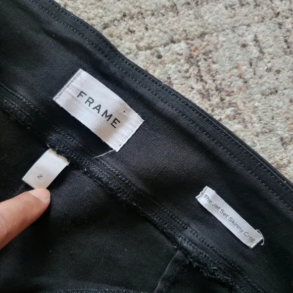 Frame Jet Set Skinny Crop Noir Coated Stretch High Rise Ankle Jeans 31