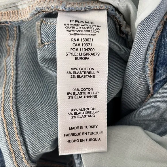 Frame Women’s Le High Raw Edge Skinny Jeans Sz 24 Light Blue NWT