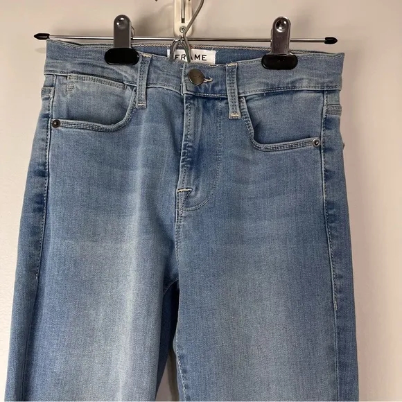 Frame Women’s Le High Raw Edge Skinny Jeans Sz 24 Light Blue NWT